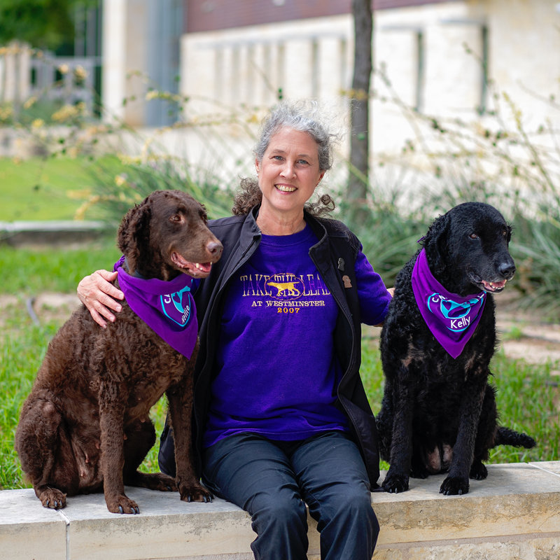 Stephanie with Kelly & Nelly — Canines Who Care therapy dog team