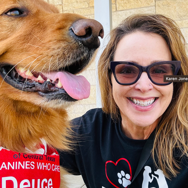 Karen & Deuce — Canines Who Care therapy dog team